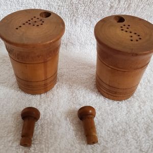 Vintage Wooden Salt and Pepper Shakers